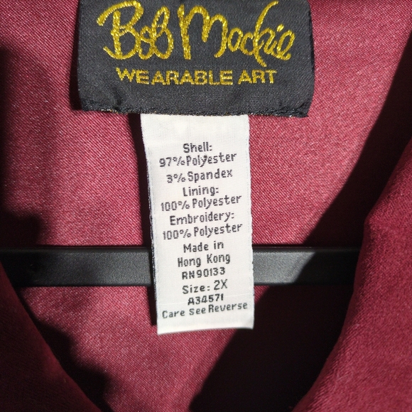 Bob Mackie Zippered Jacket 2X Wearable Art Cranberry Embroidery Tassels Lined - Picture 4 of 14
